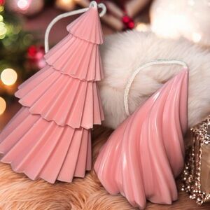 Pink Christmas Tree and Teardrop Candles